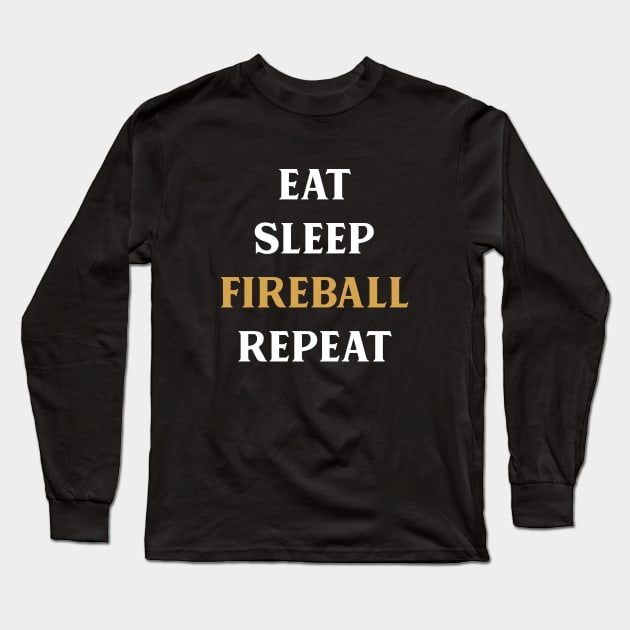 Eat Sleep Fireball Repeat Tabletop RPG Addict Long Sleeve T-Shirt by pixeptional